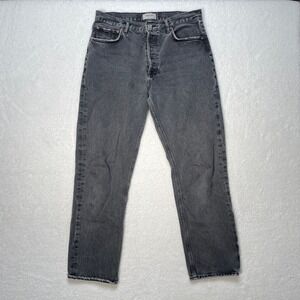 Agolde Jeans Womens 30x30 Gray Straight High Rise Distressed Denim Wash FLAW